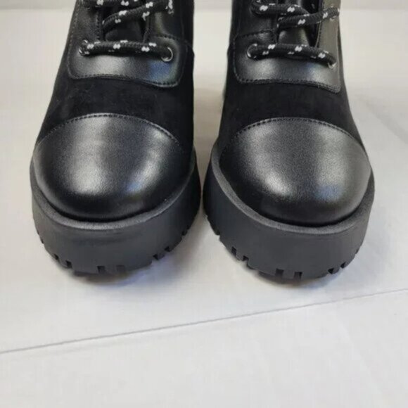 Chelsea & Violet Zaira Black Suede Platform Ankle Boots Chunky Heel Booties NWT - Picture 4 of 10